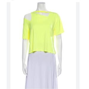 Alice + Olivia Bateau Oversized Women Crop Top T-Shirt Size XS Yellow Boxy Beach